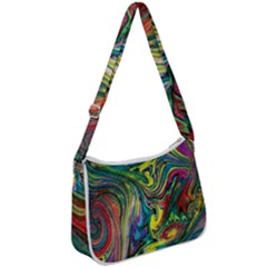 Intricate Painted Swirls Zip Up Shoulder Bag by kaleidomarblingart