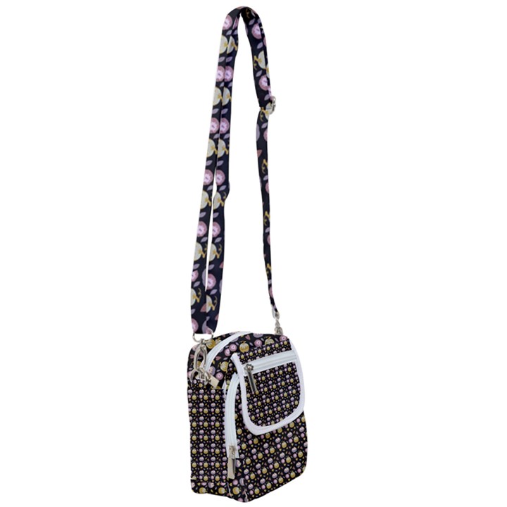 Shiny Pumpkins On Black Background Shoulder Strap Belt Bag