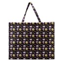 Shiny Pumpkins On Black Background Zipper Large Tote Bag View1