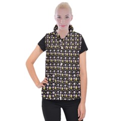 Shiny Pumpkins On Black Background Women s Button Up Vest by SychEva