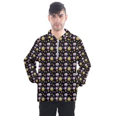 Shiny Pumpkins On Black Background Men s Half Zip Pullover by SychEva