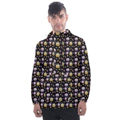 Shiny Pumpkins On Black Background Men s Front Pocket Pullover Windbreaker by SychEva