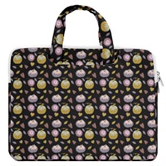 Shiny Pumpkins On Black Background Macbook Pro Double Pocket Laptop Bag