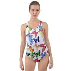 Bright Butterflies Circle In The Air Cut-out Back One Piece Swimsuit by SychEva