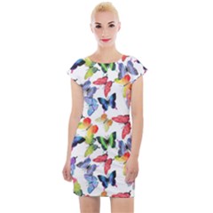 Bright Butterflies Circle In The Air Cap Sleeve Bodycon Dress by SychEva