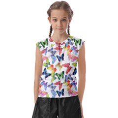 Bright Butterflies Circle In The Air Kids  Raglan Cap Sleeve Tee