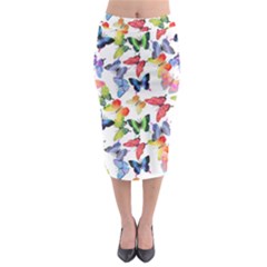 Bright Butterflies Circle In The Air Midi Pencil Skirt by SychEva