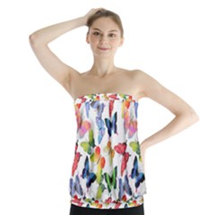 Bright Butterflies Circle In The Air Strapless Top by SychEva