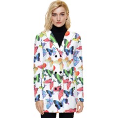 Bright Butterflies Circle In The Air Button Up Hooded Coat  by SychEva