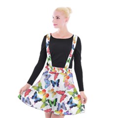 Bright Butterflies Circle In The Air Suspender Skater Skirt by SychEva