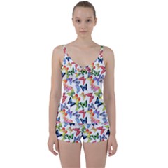 Bright Butterflies Circle In The Air Tie Front Two Piece Tankini by SychEva