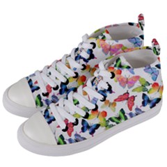 Bright Butterflies Circle In The Air Women s Mid-top Canvas Sneakers by SychEva