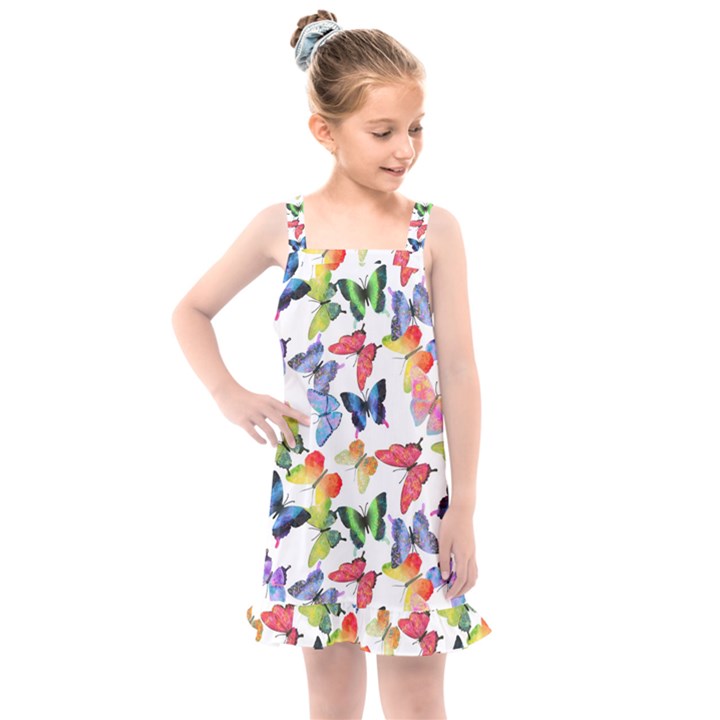 Bright Butterflies Circle In The Air Kids  Overall Dress