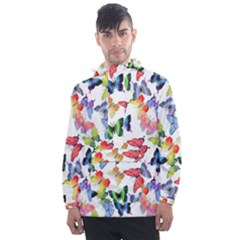 Bright Butterflies Circle In The Air Men s Front Pocket Pullover Windbreaker by SychEva