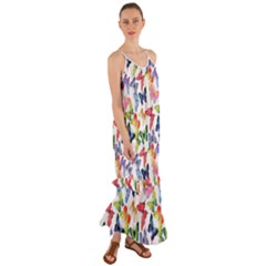 Bright Butterflies Circle In The Air Cami Maxi Ruffle Chiffon Dress by SychEva