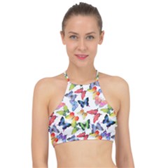 Bright Butterflies Circle In The Air Racer Front Bikini Top by SychEva