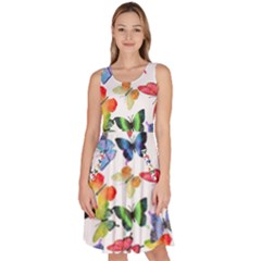 Bright Butterflies Circle In The Air Knee Length Skater Dress With Pockets by SychEva