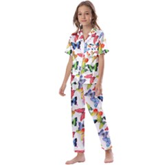 Bright Butterflies Circle In The Air Kids  Satin Short Sleeve Pajamas Set by SychEva