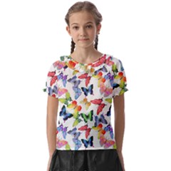 Bright Butterflies Circle In The Air Kids  Frill Chiffon Blouse