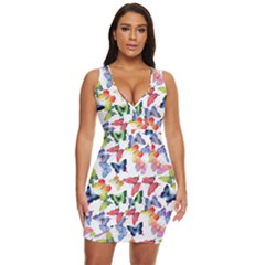 Bright Butterflies Circle In The Air Draped Bodycon Dress