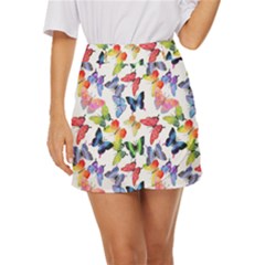 Bright Butterflies Circle In The Air Mini Front Wrap Skirt