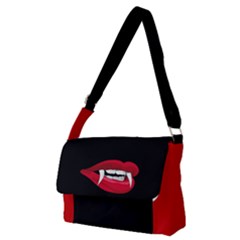 Glam Lipstick Vampire Teeth Full Print Messenger Bag (m) by VernenInk