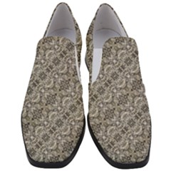 Vintage Pattern Geometric Mosaic Women Slip On Heel Loafers by dflcprintsclothing