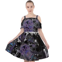 When Gears Turn Cut Out Shoulders Chiffon Dress by MRNStudios