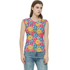 Multicolored Donuts Women s Raglan Cap Sleeve Tee