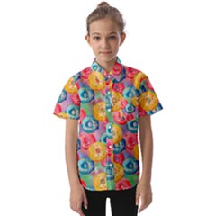 Multicolored Donuts Kids  Short Sleeve Shirt