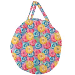 Multicolored Donuts Giant Round Zipper Tote by SychEva