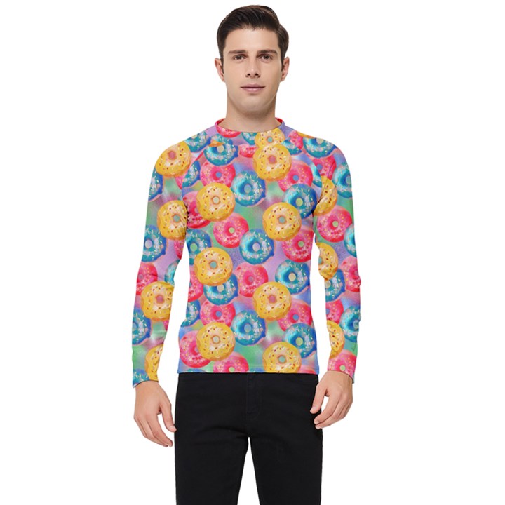 Multicolored Donuts Men s Long Sleeve Rash Guard