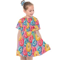 Multicolored Donuts Kids  Sailor Dress by SychEva