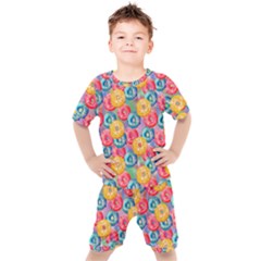 Multicolored Donuts Kids  Tee And Shorts Set by SychEva