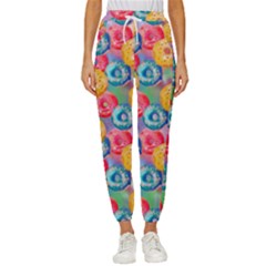 Multicolored Donuts Cropped Drawstring Pants