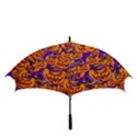 Purple and orange pumpkins, crazy Halloween pattern, Jack o  Lantern Golf Umbrellas View3