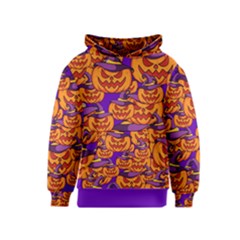 Purple And Orange Pumpkins, Crazy Halloween Pattern, Jack O  Lantern Kids  Pullover Hoodie