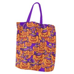 Purple And Orange Pumpkins, Crazy Halloween Pattern, Jack O  Lantern Giant Grocery Tote by Casemiro