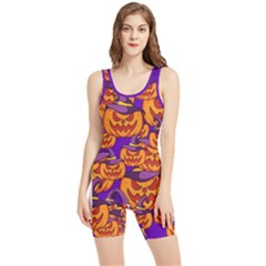 Purple And Orange Pumpkins, Crazy Halloween Pattern, Jack O  Lantern Women s Wrestling Singlet by Casemiro