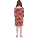 Purple and orange pumpkins, crazy Halloween pattern, Jack o  Lantern Kids  Quarter Sleeve Skater Dress View2