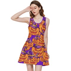 Purple And Orange Pumpkins, Crazy Halloween Pattern, Jack O  Lantern Inside Out Racerback Dress