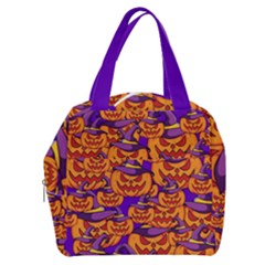 Purple And Orange Pumpkins, Crazy Halloween Pattern, Jack O  Lantern Boxy Hand Bag by Casemiro