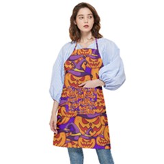 Purple And Orange Pumpkins, Crazy Halloween Pattern, Jack O  Lantern Pocket Apron by Casemiro