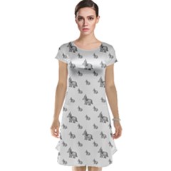 Grey Unicorn Sketchy Style Motif Drawing Pattern Cap Sleeve Nightdress