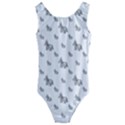 Grey Unicorn Sketchy Style Motif Drawing Pattern Kids  Cut-Out Back One Piece Swimsuit View1