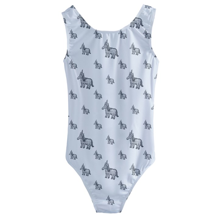 Grey Unicorn Sketchy Style Motif Drawing Pattern Kids  Cut-Out Back One Piece Swimsuit