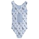 Grey Unicorn Sketchy Style Motif Drawing Pattern Kids  Cut-Out Back One Piece Swimsuit View2