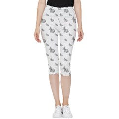 Grey Unicorn Sketchy Style Motif Drawing Pattern Inside Out Lightweight Velour Capri Leggings 