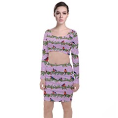 Bullfinches Sit On Branches On A Pink Background Top And Skirt Sets by SychEva