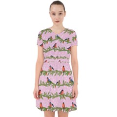 Bullfinches Sit On Branches On A Pink Background Adorable In Chiffon Dress by SychEva